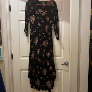 NWOT. Long black and floral American Rag Company dress